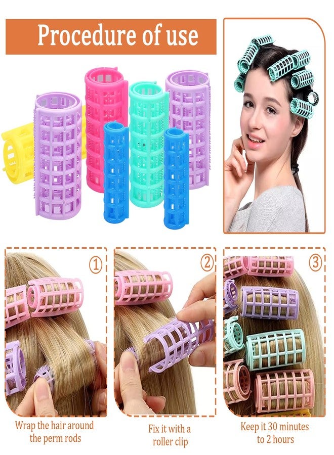 Coufce 36 Pieces Self Grip Plastic Hair Roller Set, 5 Sizes Curlers Snap on Hair Curlers Set for Short Long Hair - Image 4